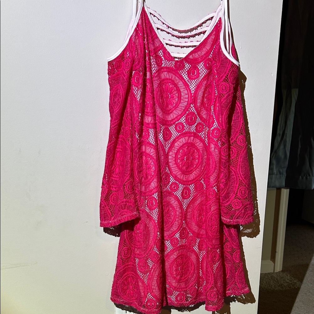 love, Fire Vibrant Pink Lace Dress